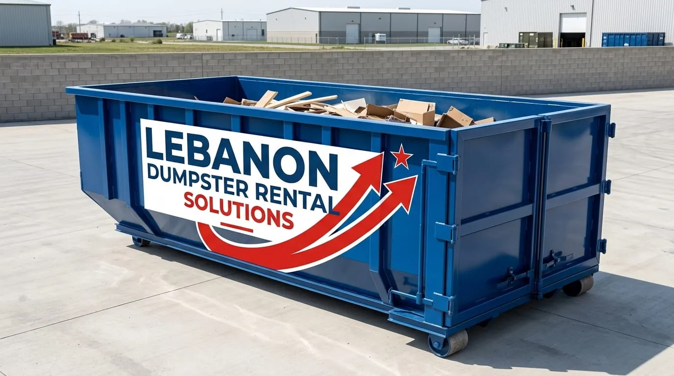 Heavy demolition dumpster being loaded onto a truck in Lebanon, TN